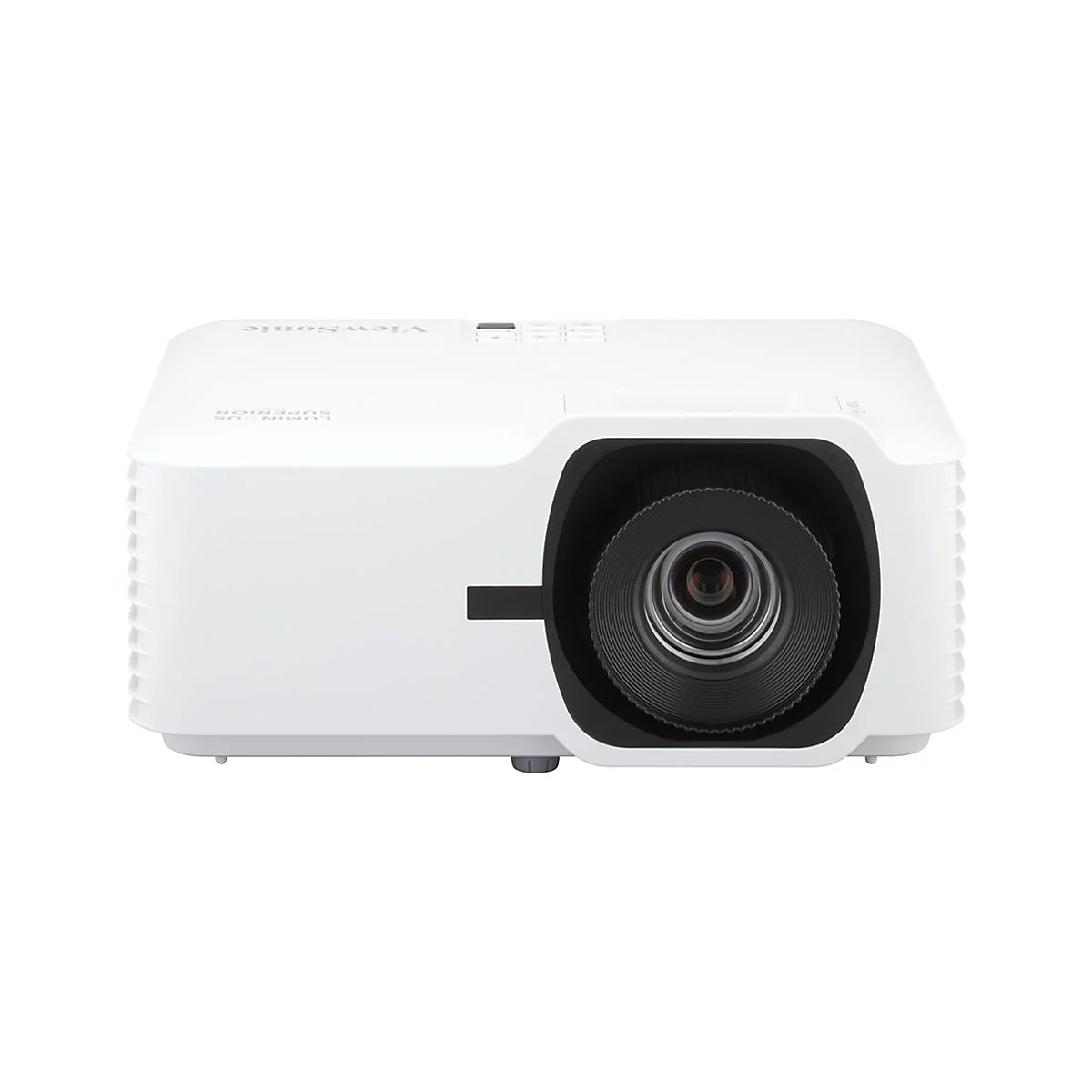 Projecteur ViewSonic blanc avec lentille noire et lettrage.