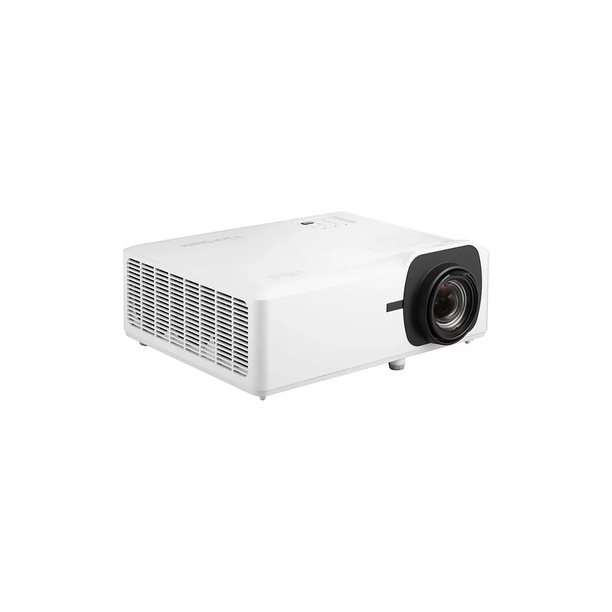 Projecteur ViewSonic blanc, rectangulaire, avec objectif noir.