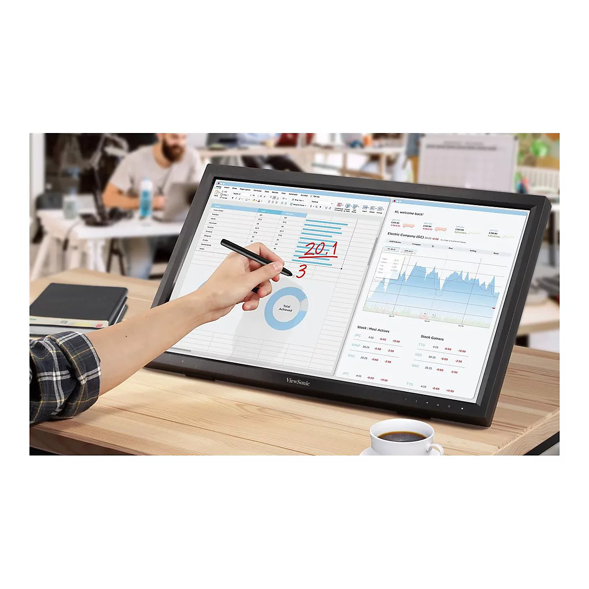 ViewSonic TD2223-2 - LED-Monitor - 55.9 cm (22') (21.5' sichtbar) - Touchscreen - 1920 x 1080 Full HD (1080p) @ 75 Hz - VA