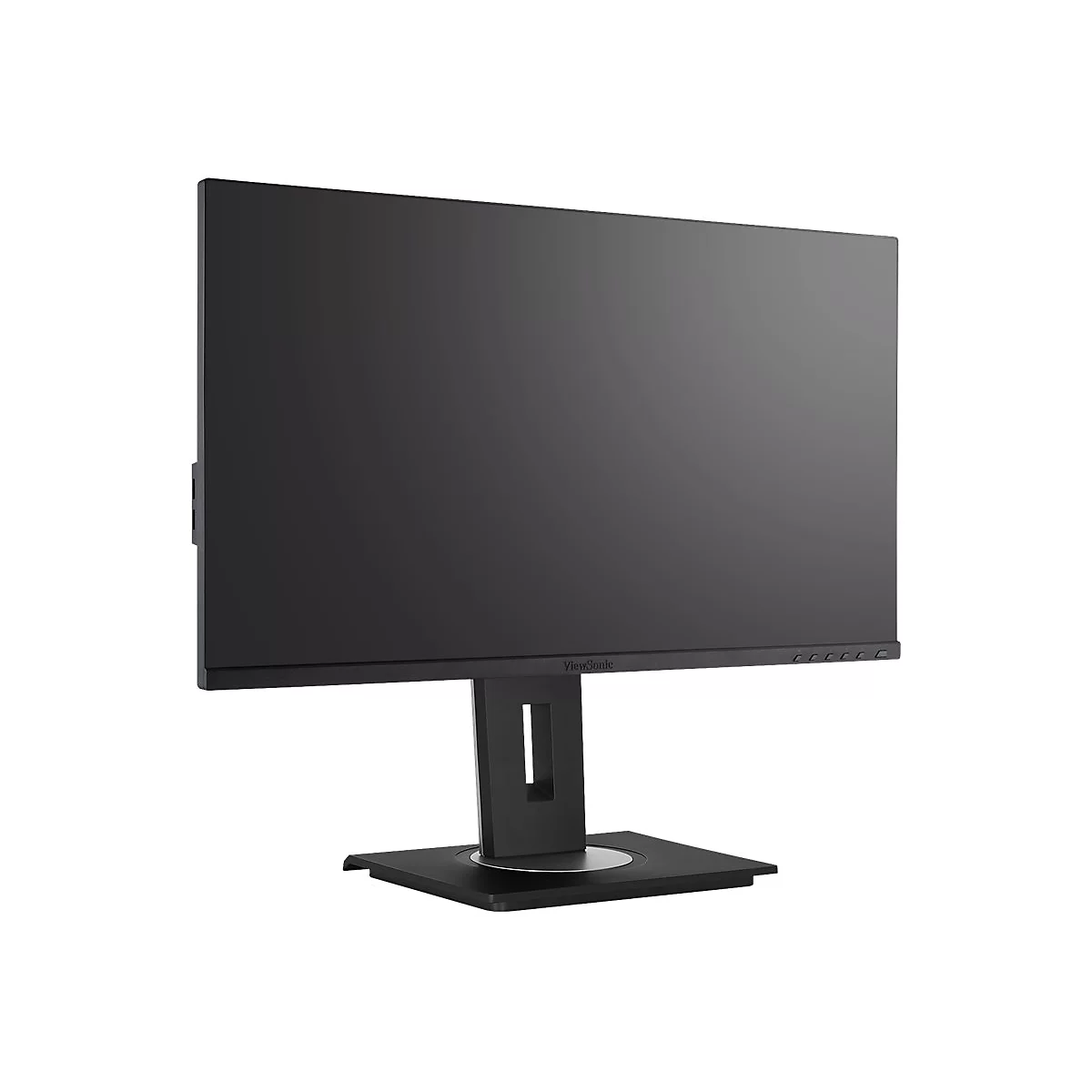 Ein schwarzer Monitor vor weißem Hintergrund, mit ViewSonic-Logo am Fuß.