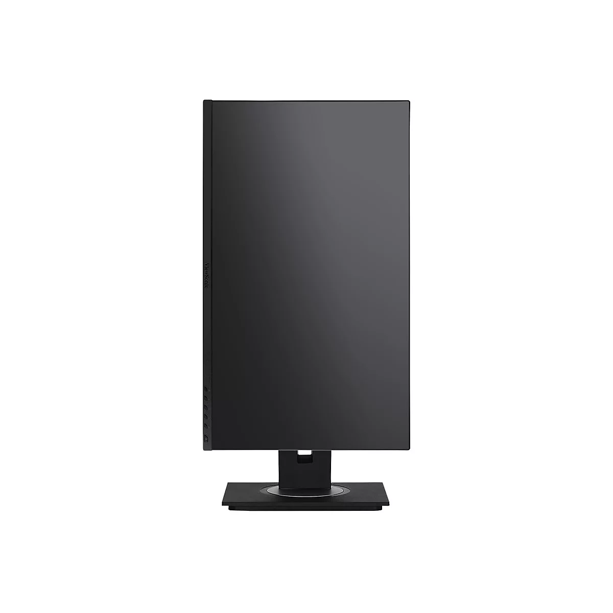 Ein schwarzer Monitor mit rechteckigem Bildschirm und einem schwarzen Standfuß. Am Rand steht ViewSonic.