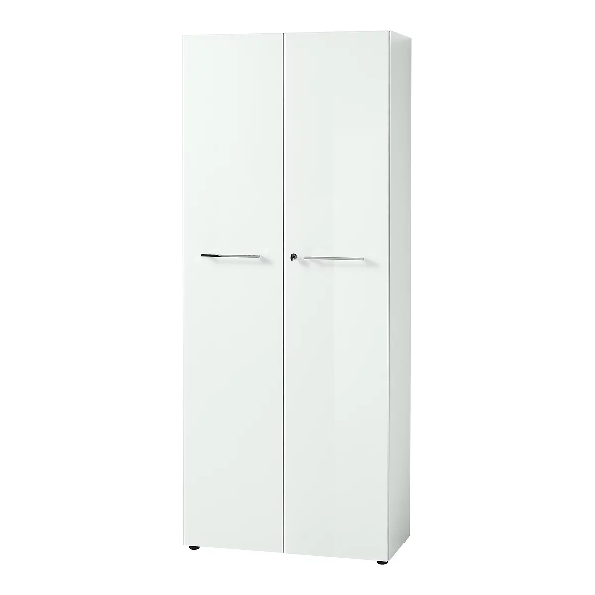Vijlkast MONTERIA, glasfront, afsluitbaar, 5 OH, B 800 x D 370 x H 1960 mm, wit