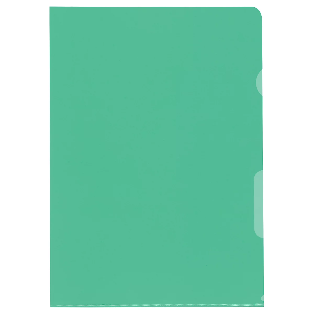 Turquoise document folder with a slightly transparent insert pocket.