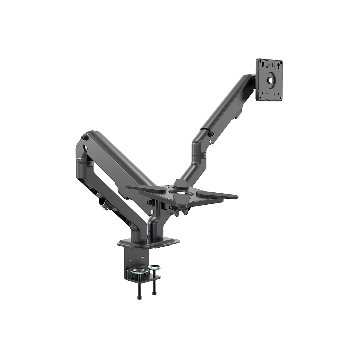 Vision VFM-DAD/4 - Befestigungskit - einstellbarer Arm - für 2 LCD-Displays oder LCD-Display und Notebook/Tablet - Aluminium, Stahl - mattschwarz