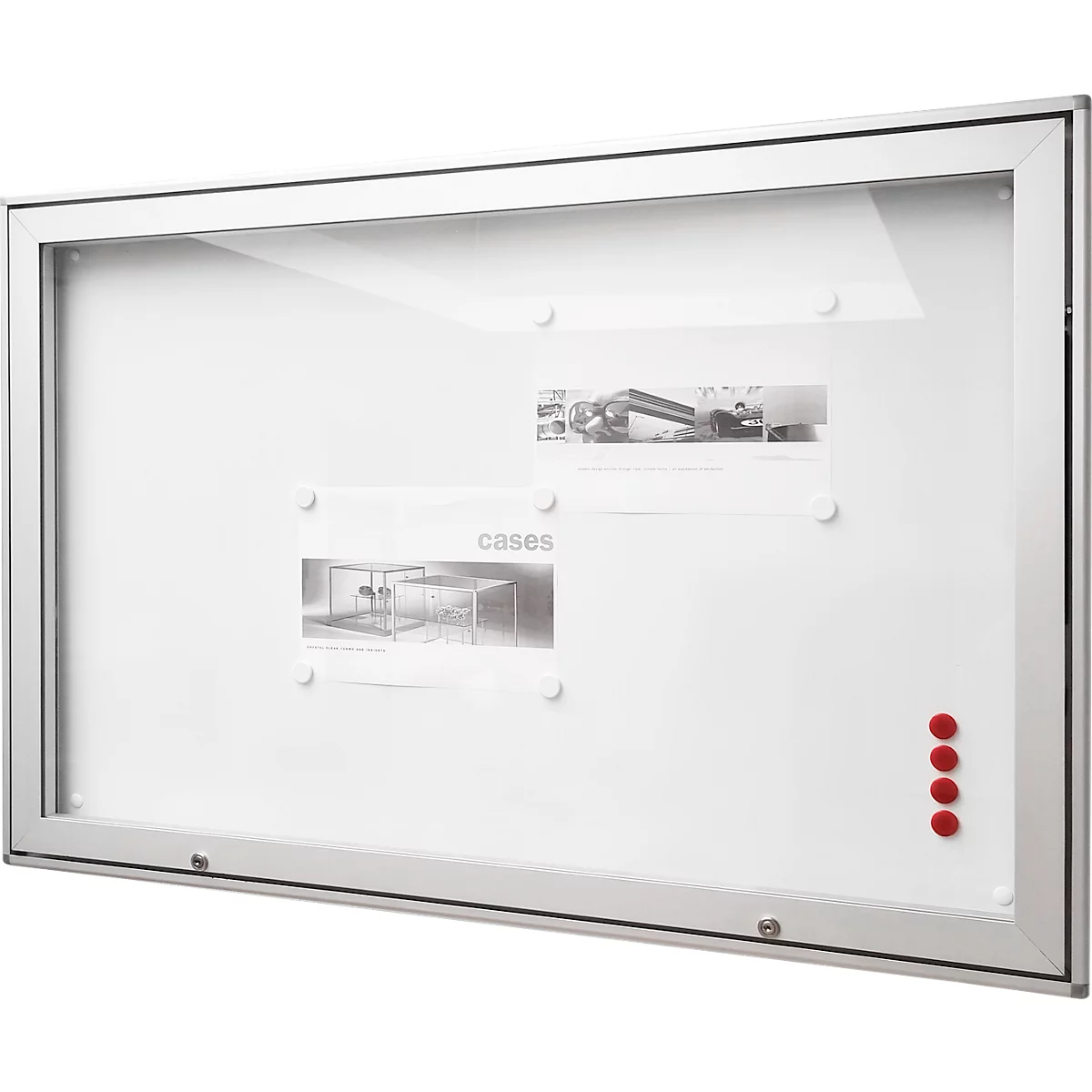 Vitrine d'affichage MEDIA AR - pour l'extérieur - l. 1010 x H 710 mm - 12 x DIN A4 - verre de sécurité trempé - porte battante