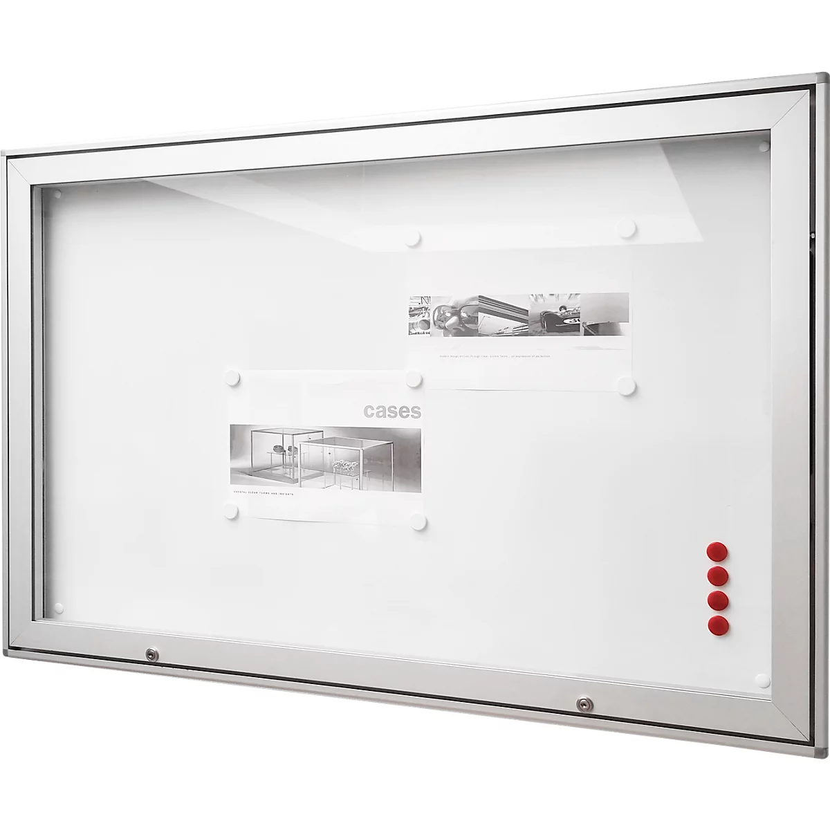 Vitrine d'affichage MEDIA AR - pour l'extérieur - l. 1370 x H 710 mm - 18 x DIN A4 - verre de sécurité trempé - porte battante
