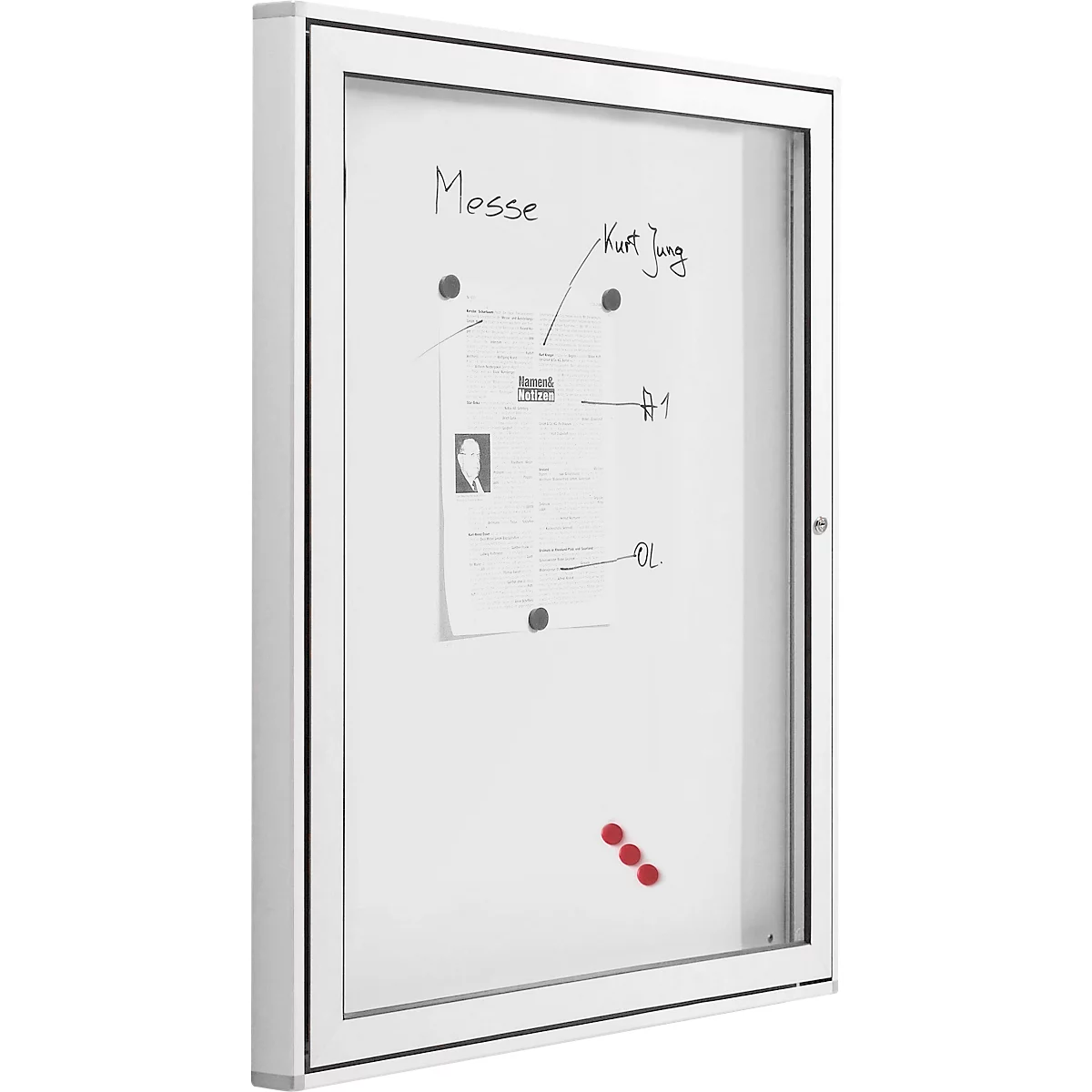 Vitrine d'affichage MEDIA AR - pour l'extérieur - l. 960 x H 710 mm - 8 x DIN A4 - verre de sécurité trempé - porte battante