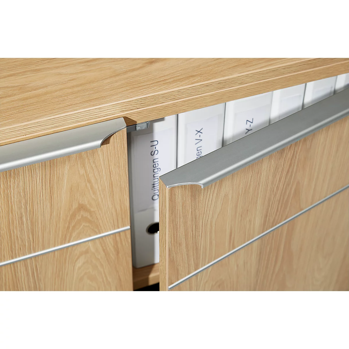Vleugeldeurkast QUANDOS BOX, 2 ordnerhoogten, B 1000 x D 440 x H 748 mm, eiken masonic