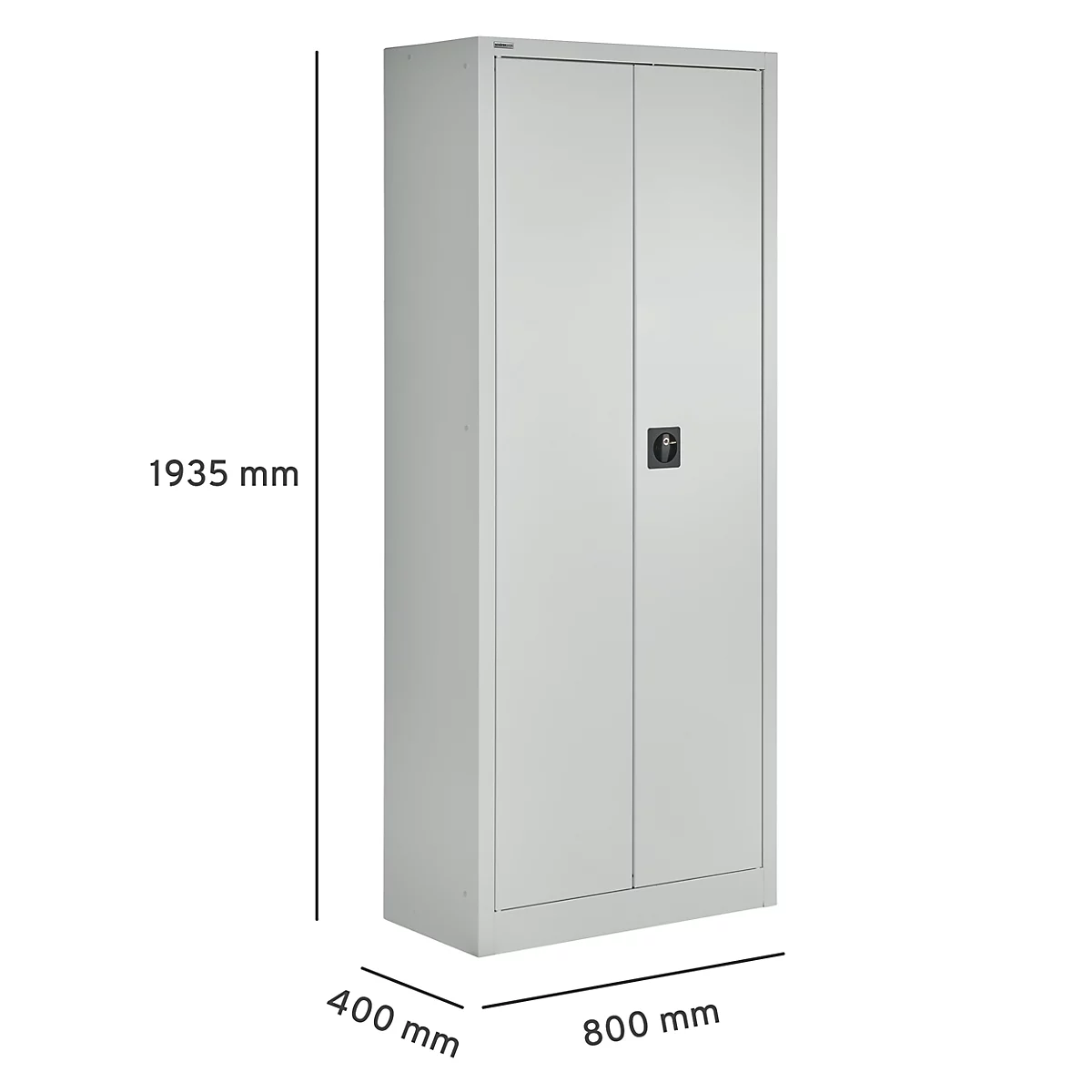 Vleugeldeurkast - staal - B 800 x D 400 x H 1935 mm - 5 HC - 4 legborden - afsluitbaar - lichtgrijs RAL 7035 - ons merk Schäfer Shop Pure
