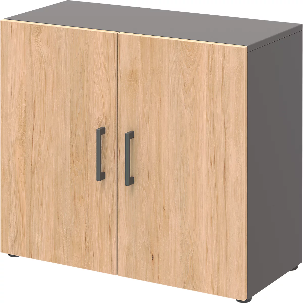 Vleugeldeurkast TEMPIO - van hout - 2 OH - B 800 x D 340 x H 720 mm - antraciet/ickory eiken