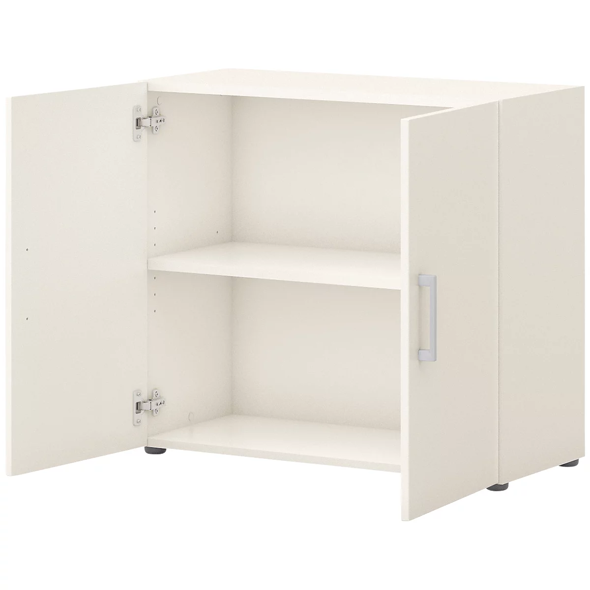 Vleugeldeurkast TEMPIO - van hout - 2 OH - B 800 x D 340 x H 720 mm - wit/wit