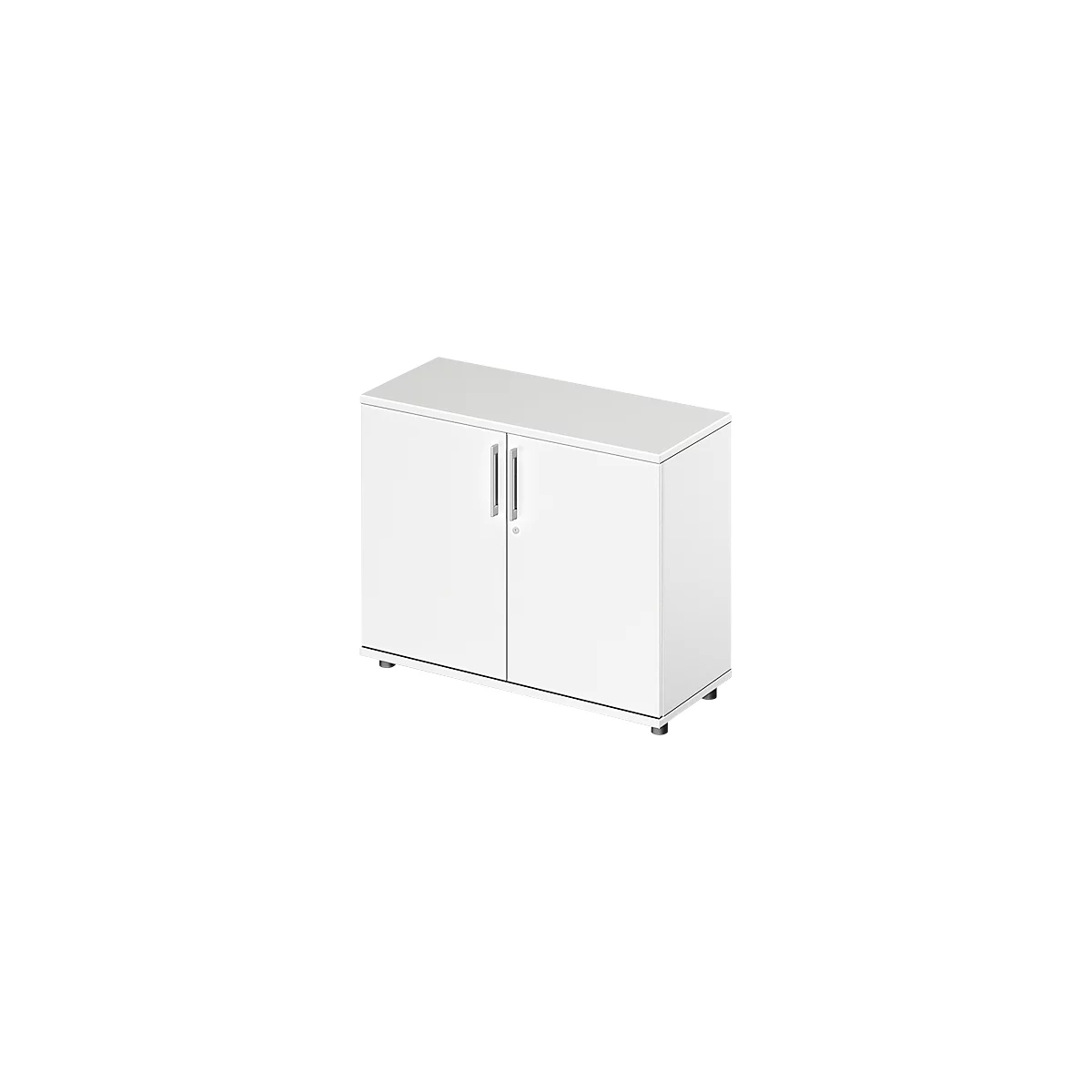 Vleugeldeurkast TETRIS WOOD - B 1000 x D 421 x H 800 mm - 2 OH - hoogte inclusief glijders - wit - ons merk Schäfer Shop Genius