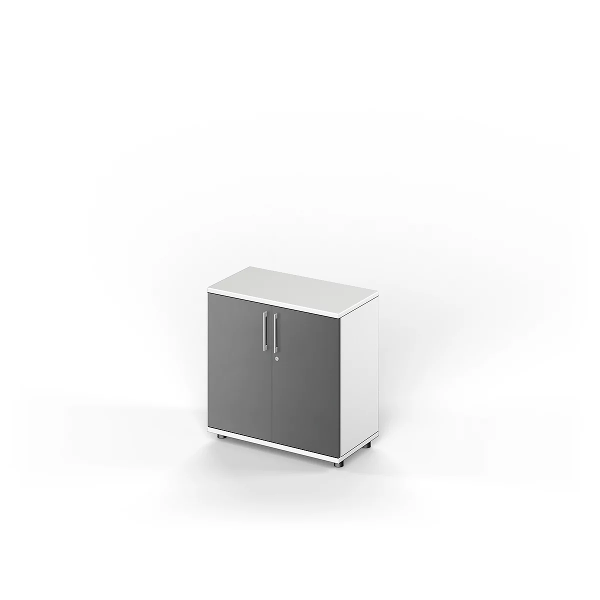 Vleugeldeurkast TETRIS WOOD - B 800 x D 421 x H 800 mm - 2 OH - hoogte inclusief glijders - wit en grafiet - ons merk Schäfer Shop Genius