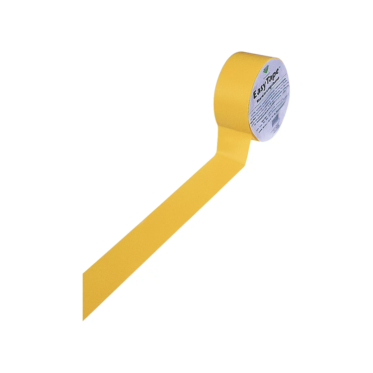 Geel plakband, gedeeltelijk afgerold, met "Easy Tape" print.
