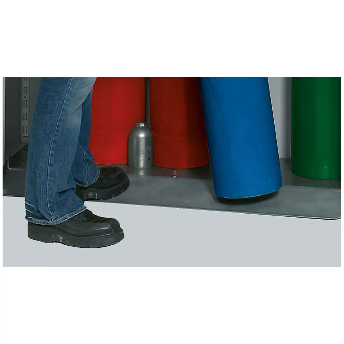 Volet roulant pour armoire pour bouteilles de gaz comprimé asecos LG.215.100, verrouillable, tôle d'acier zinguée, gris