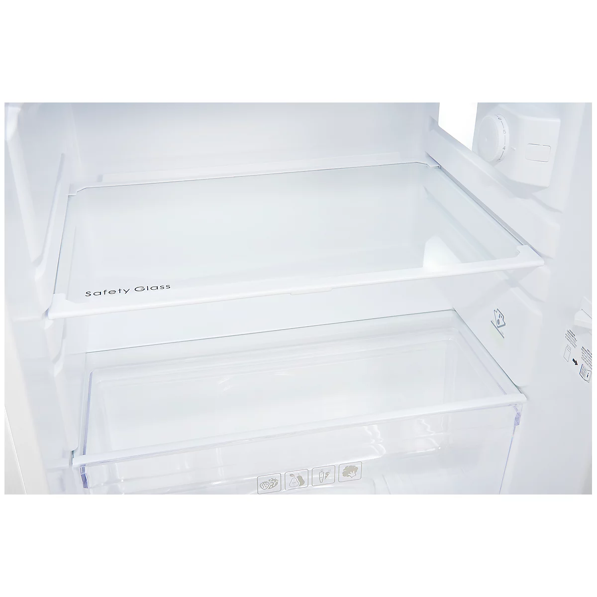 Vollraumkühlschrank exquisit KS16-4-E-040E, 100 W, 109 l, 40 dB, 2 Fächer/1 Kühlfach/1 Frischefach/3 Türfächer, B 550 x T 570 x H 855 mm, weiß