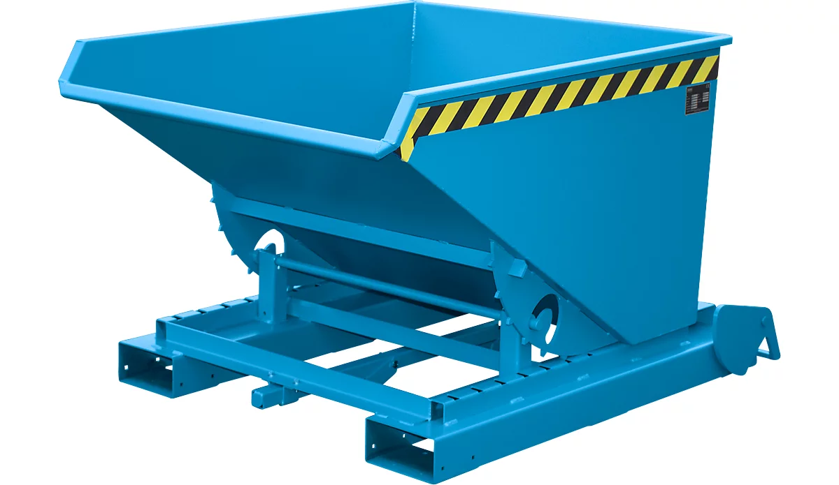 Volquete automático Bauer tipo 4A 600, 3 puntos de desbloqueo, sistema de desenrollado, capacidad 0,6 m³, hasta 1000 kg, azul luminoso RAL 5012