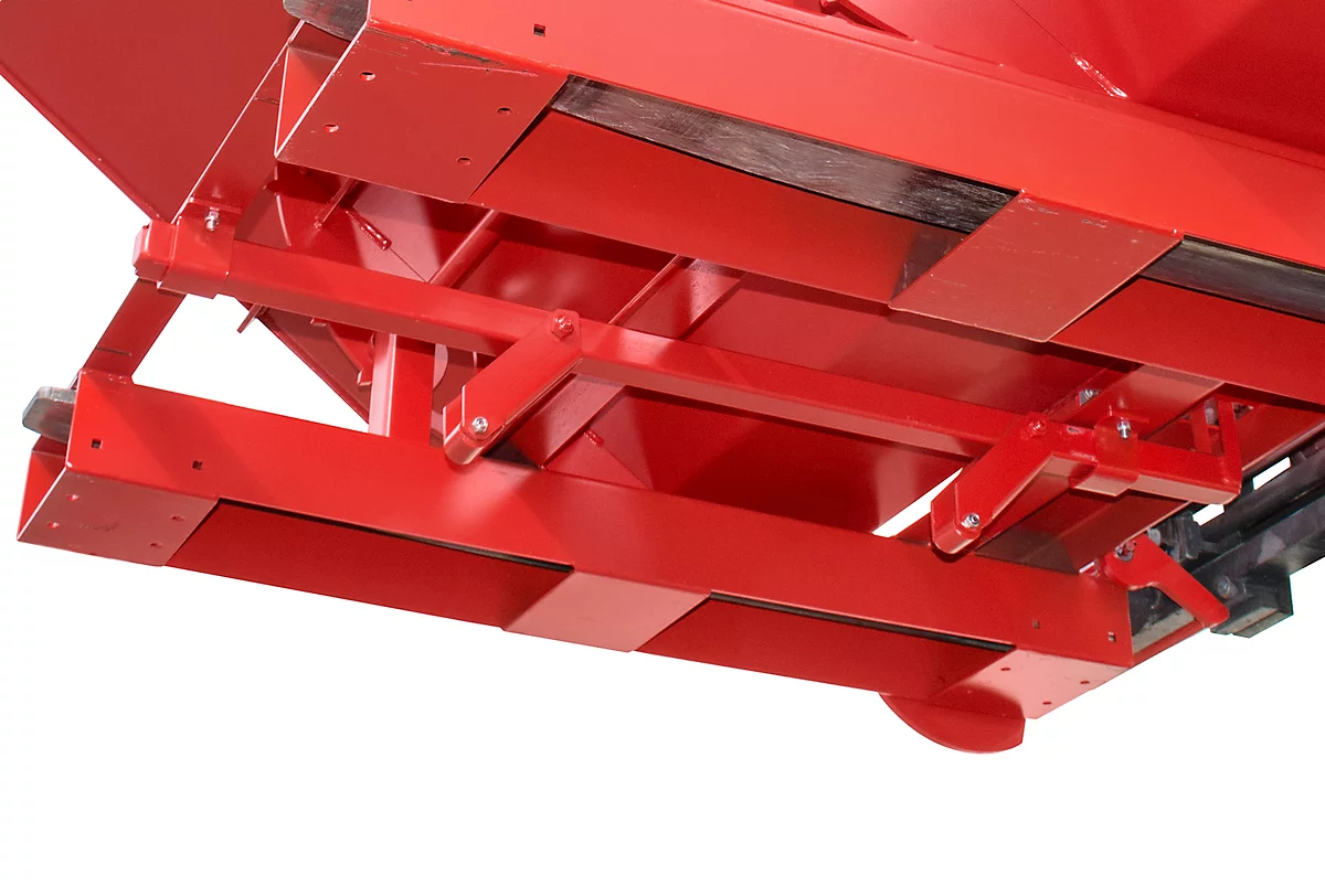 Volquete automático Bauer tipo 4A 600, 3 puntos de desbloqueo, sistema de desenrollado, capacidad 0,6 m³, hasta 1000 kg, rojo vivo RAL 3000