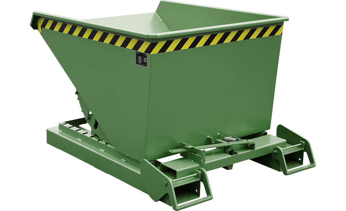 Volquete automático Bauer tipo 4A 600, 3 puntos de desbloqueo, sistema de desenrollado, capacidad 0,6 m³, hasta 1000 kg, verde reseda RAL 6011