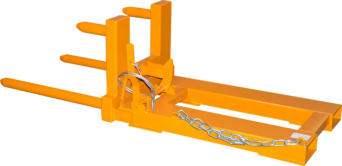 Volteador de bidones Bauer tipo FW-I, para bidones de 200 l, 300 kg, vuelco por cable, enganche para carretilla elevadora, acero amarillo-naranja