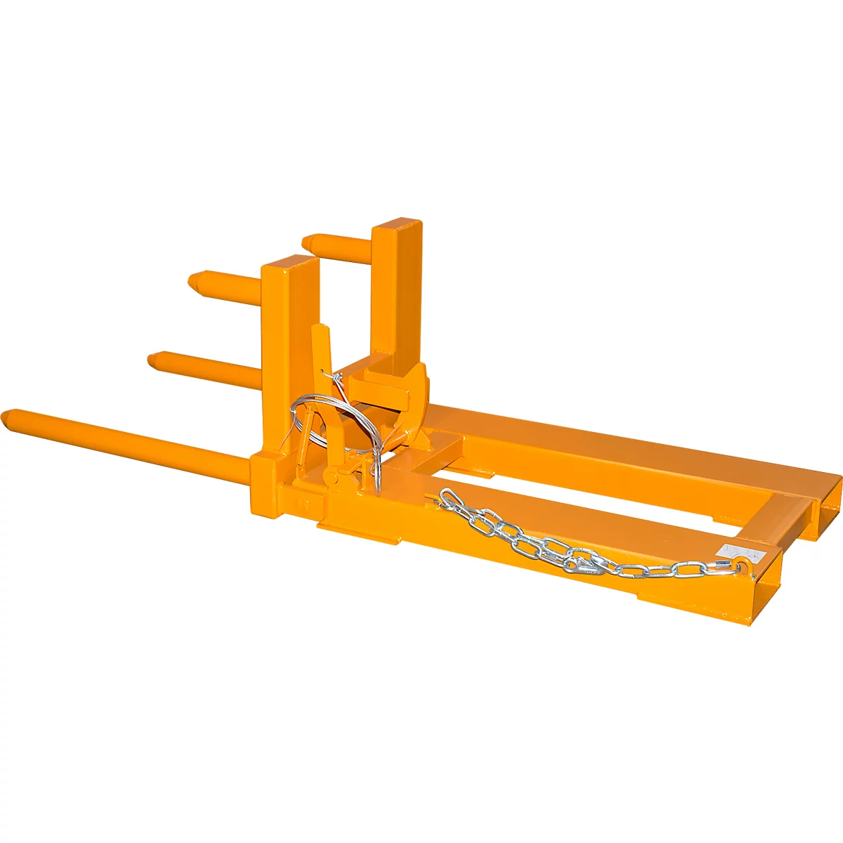 Volteador de bidones Bauer tipo FW-I, para bidones de 200 l, 300 kg, vuelco por cable, enganche para carretilla elevadora, acero amarillo-naranja