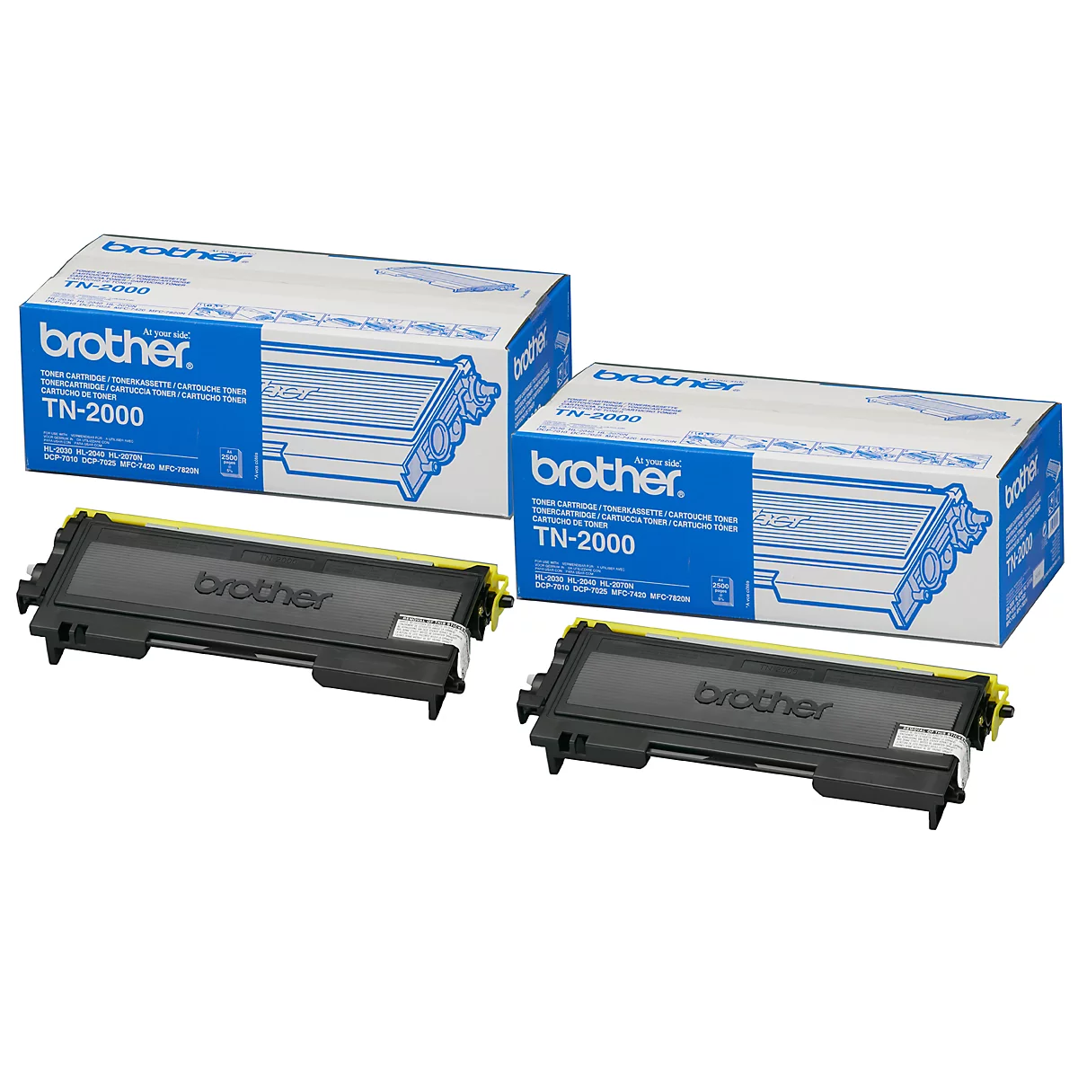 Voordeelpakket 2 stuks Brother TN-2000 tonercassette zwart