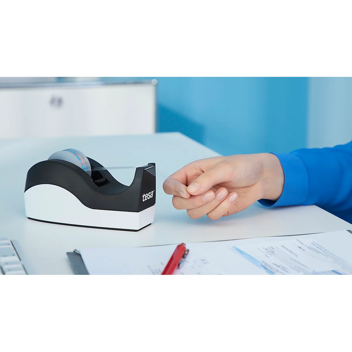 Voordeelset tafelafroller tesa Easy Cut® ORCA + 1 rol tesafilm®, voor rollen tot L 33 m x B 19 mm
