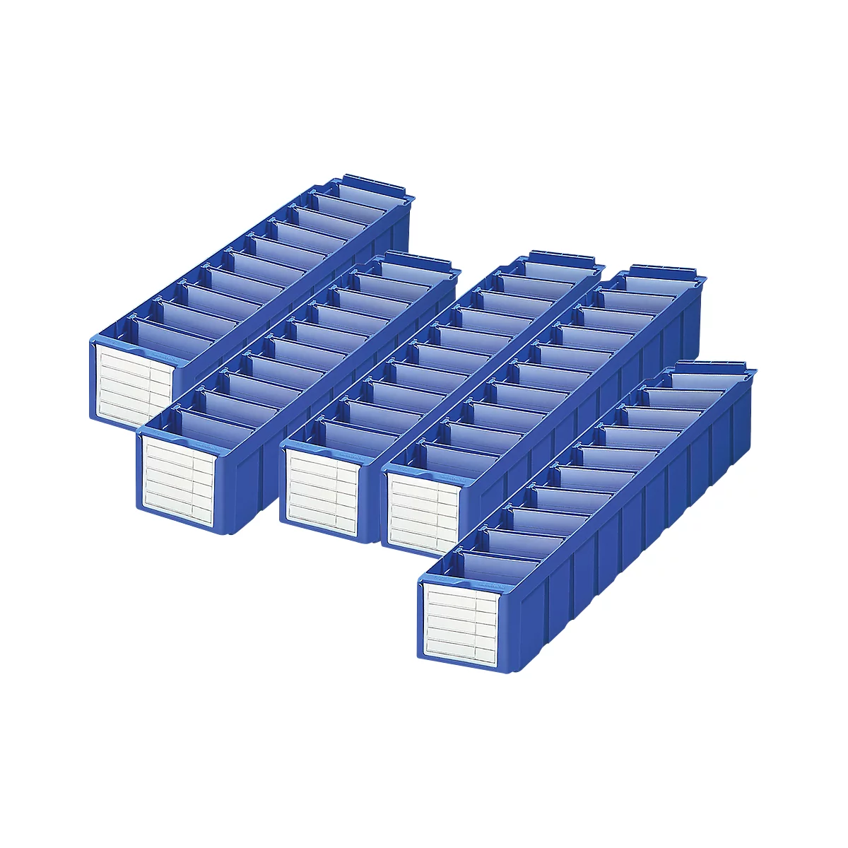 Voordeelset van stellingbakken RK 521, polystyreen, B 162 x D 508 x H 115 mm, voor kastdiepte 500 mm, blauw, 5 stuks 