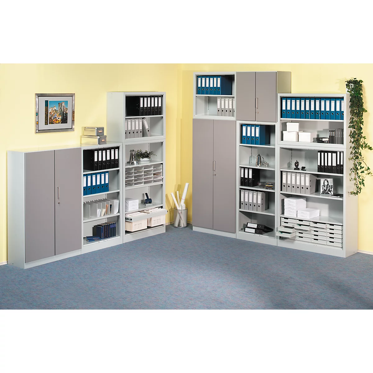 Voorzetdeur, voor archiefrek Archivo Color, 5 ordnerhoogten, b 950 mm, platinagrijs