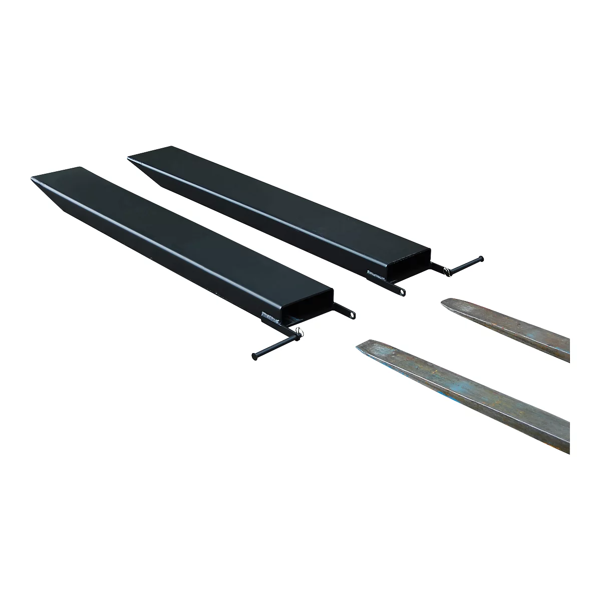 Vorkverlenging voor transportwerktuigen, open uitvoering, L 1600 x B 125 x 45 mm, zwart