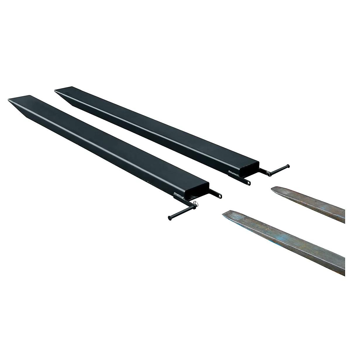 Vorkverlenging voor transportwerktuigen, open uitvoering, L 2000 x B 100 x 40 mm, zwart