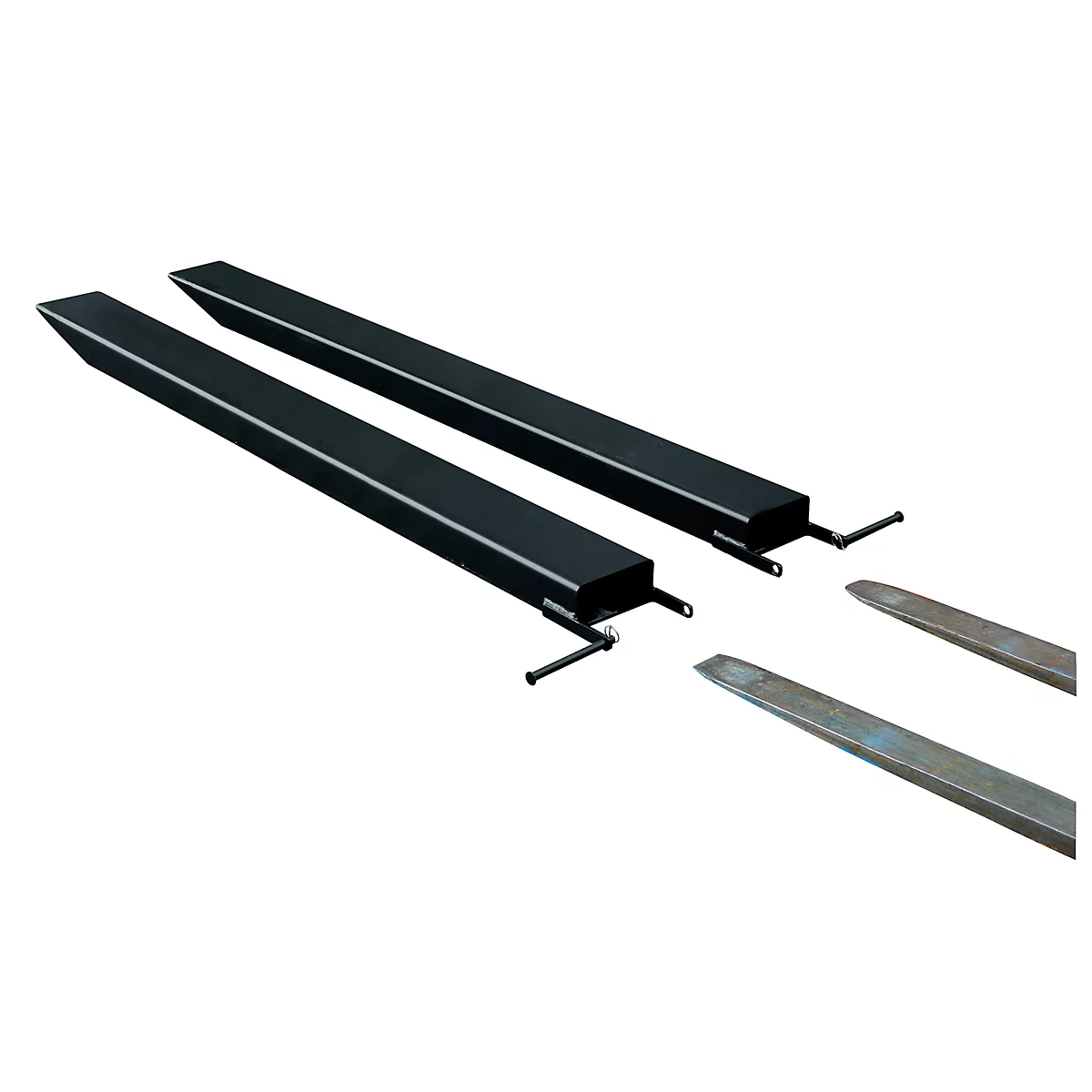 Vorkverlenging voor transportwerktuigen, open uitvoering, L 2000 x B 100 x 50 mm, zwart