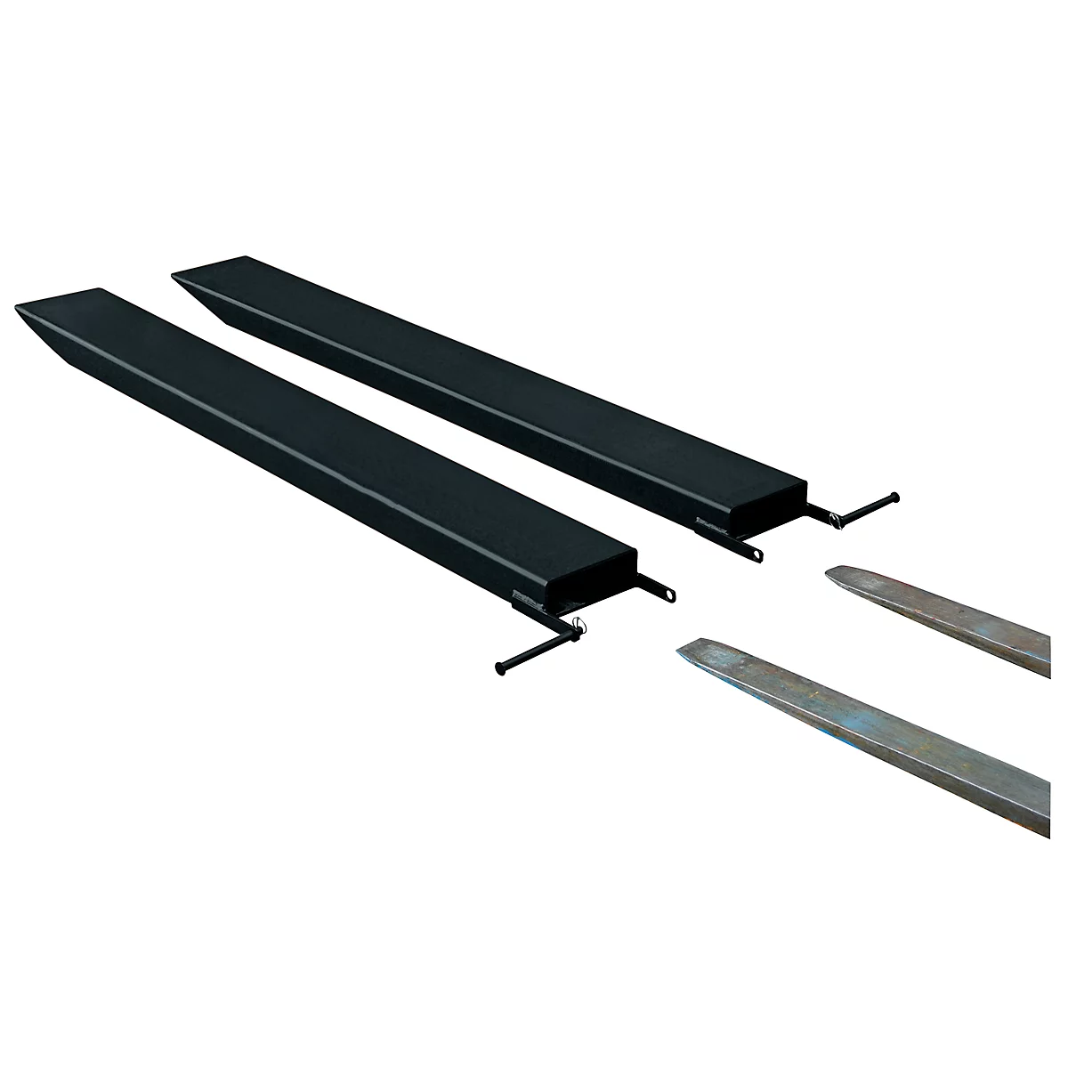 Vorkverlenging voor transportwerktuigen, open uitvoering, L 2000 x B 125 x 45 mm, zwart