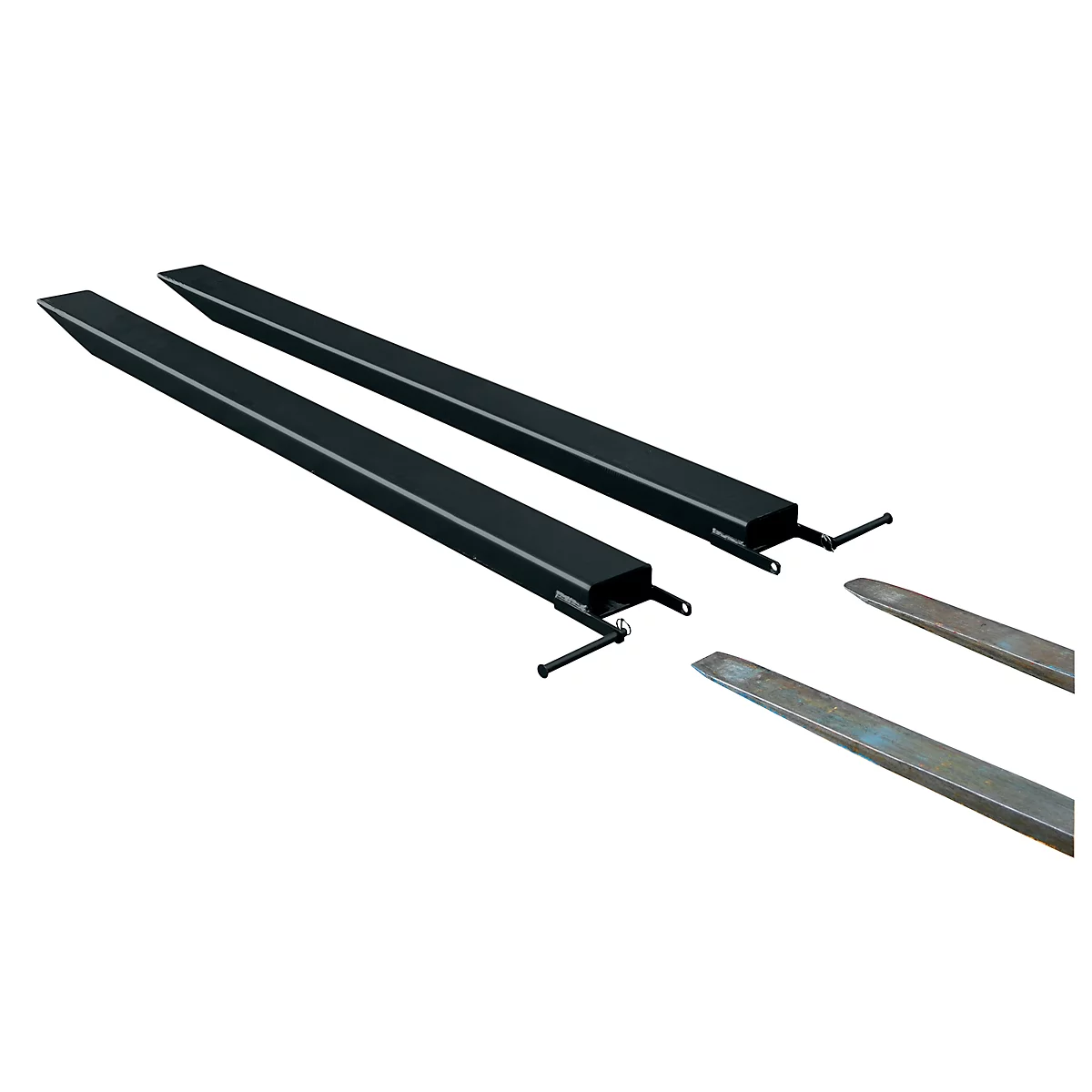 Vorkverlenging voor transportwerktuigen, open uitvoering, L 2000 x B 80 x 40 mm, zwart
