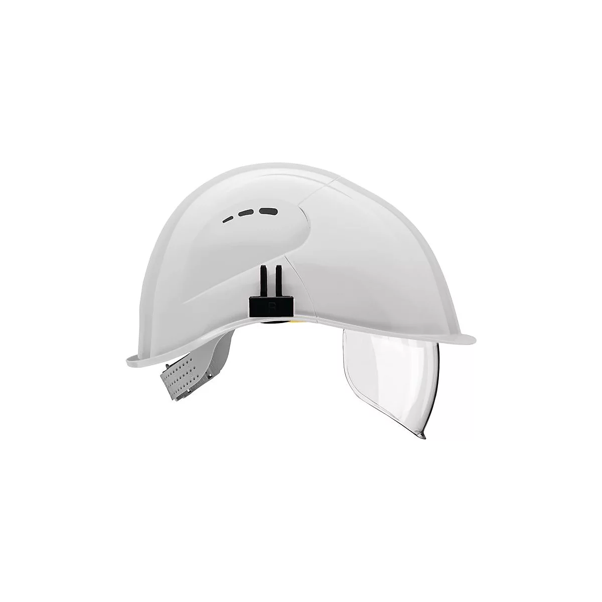 VOSS Schutzhelm VisorLight, signalweiß, EN 397, Polyethylen, integriertes Visier EN 166, Kältebeständig -30°C