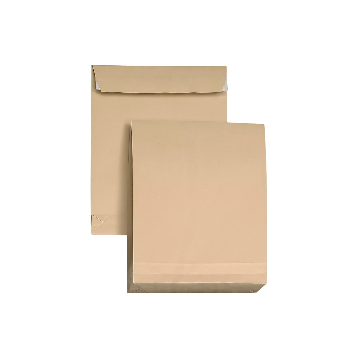 Vouwenveloppen, DIN C4, bruin, zelfklevend, zonder venster, 5 stuks