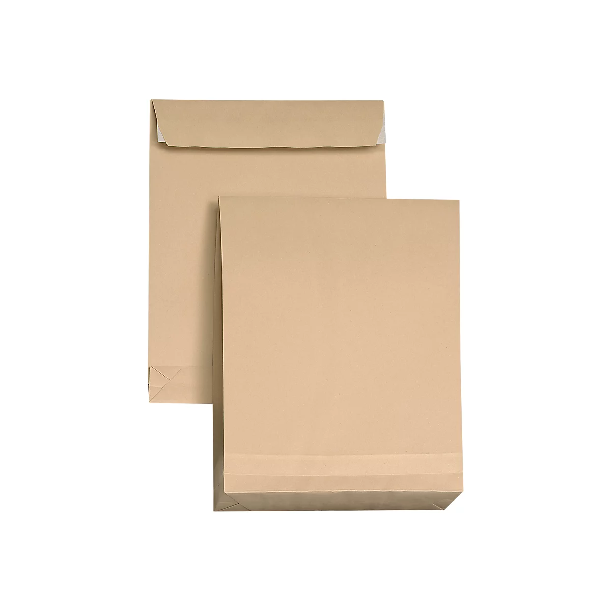 Vouwzakken, DIN B4, bruin, zelfklevend, zonder venster, 5 stuks