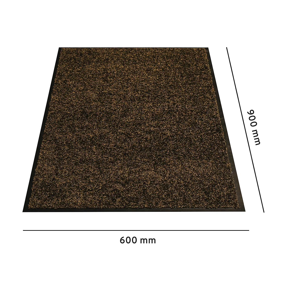 Bruine deurmat met zwarte rand, afmetingen: 600 x 900 mm.