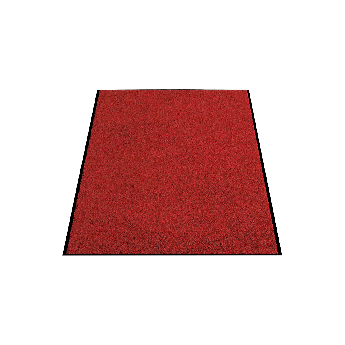 Rood tapijt met zwarte rand. Perspectief. 