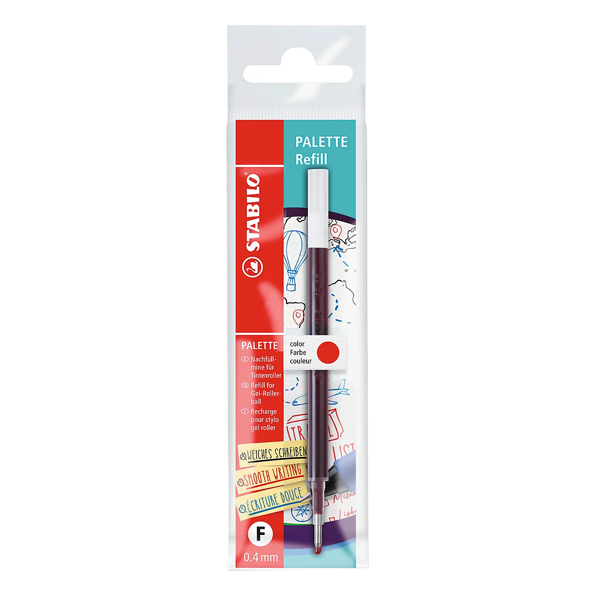 Vullingen voor STABILO® gel-pallet, lijnbreedte 0,4 mm, 10 stuks, rood