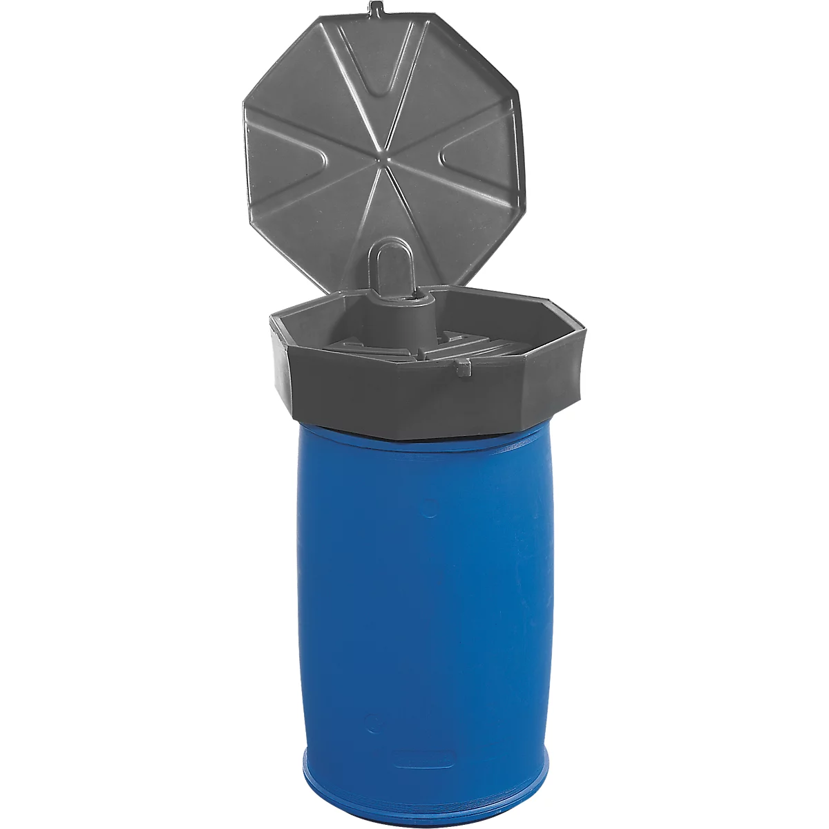 Vultrechter, polyethyleen, blauw, Ø 670 x H 230 mm, vulvolume 22 l, met deksel