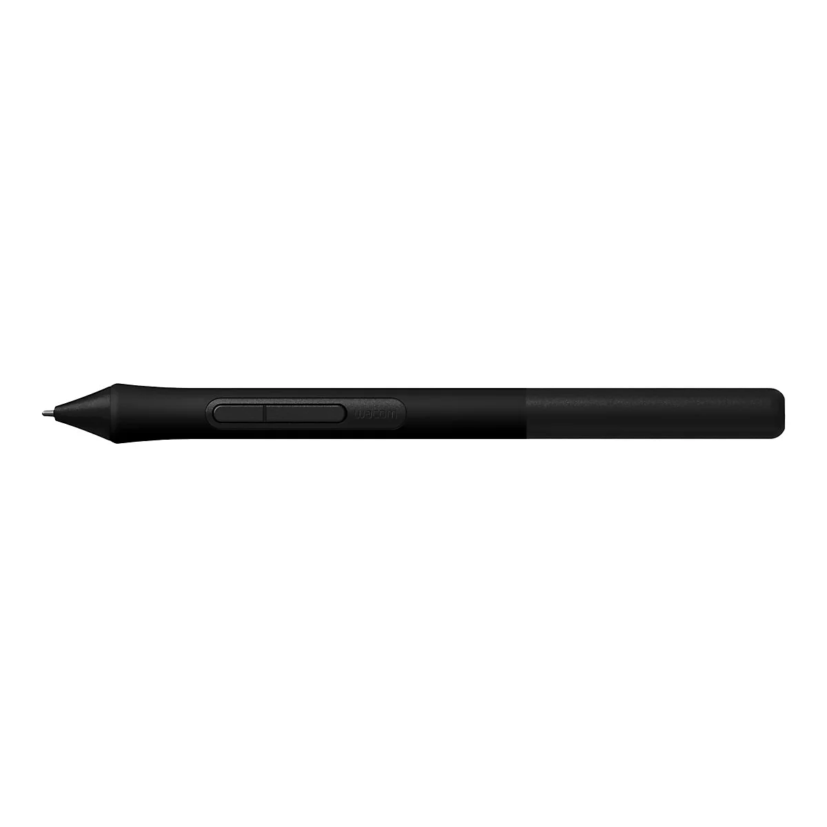 Schwarzer Grafik-Stift auf weiÃŸem Hintergrund, mit zwei KnÃ¶pfen und spitzer Spitze.
