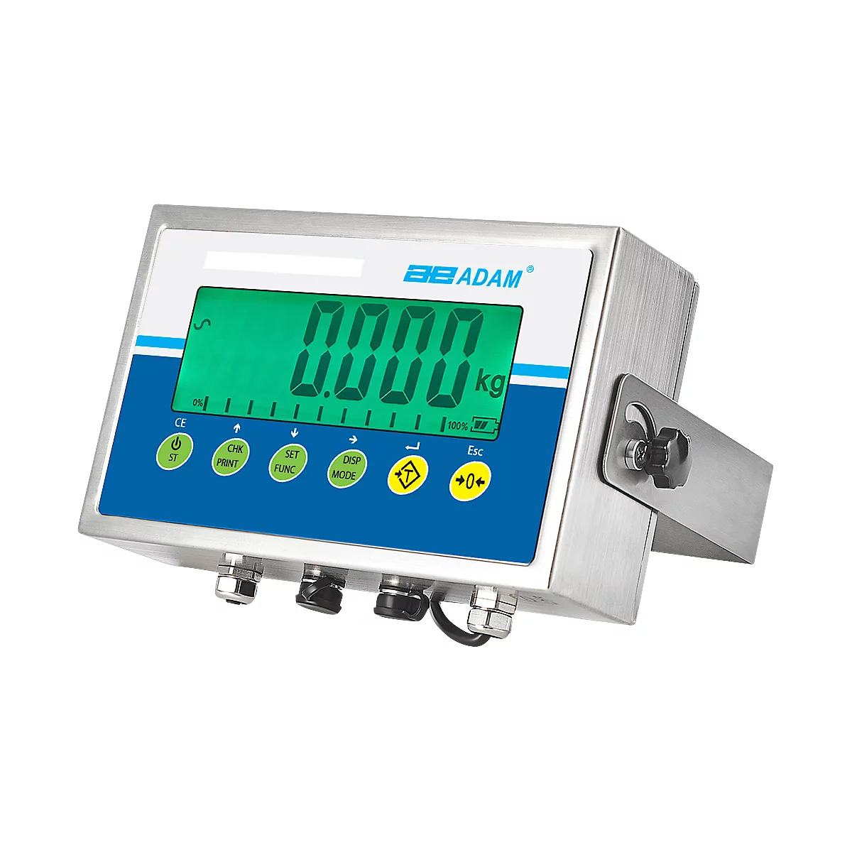 Wägebrücke Adam PT-112, Wägebereich 200 g-1000 kg, mit AE403 Display, B 1200 x T 1200 x H 100 mm, Stahl, blau