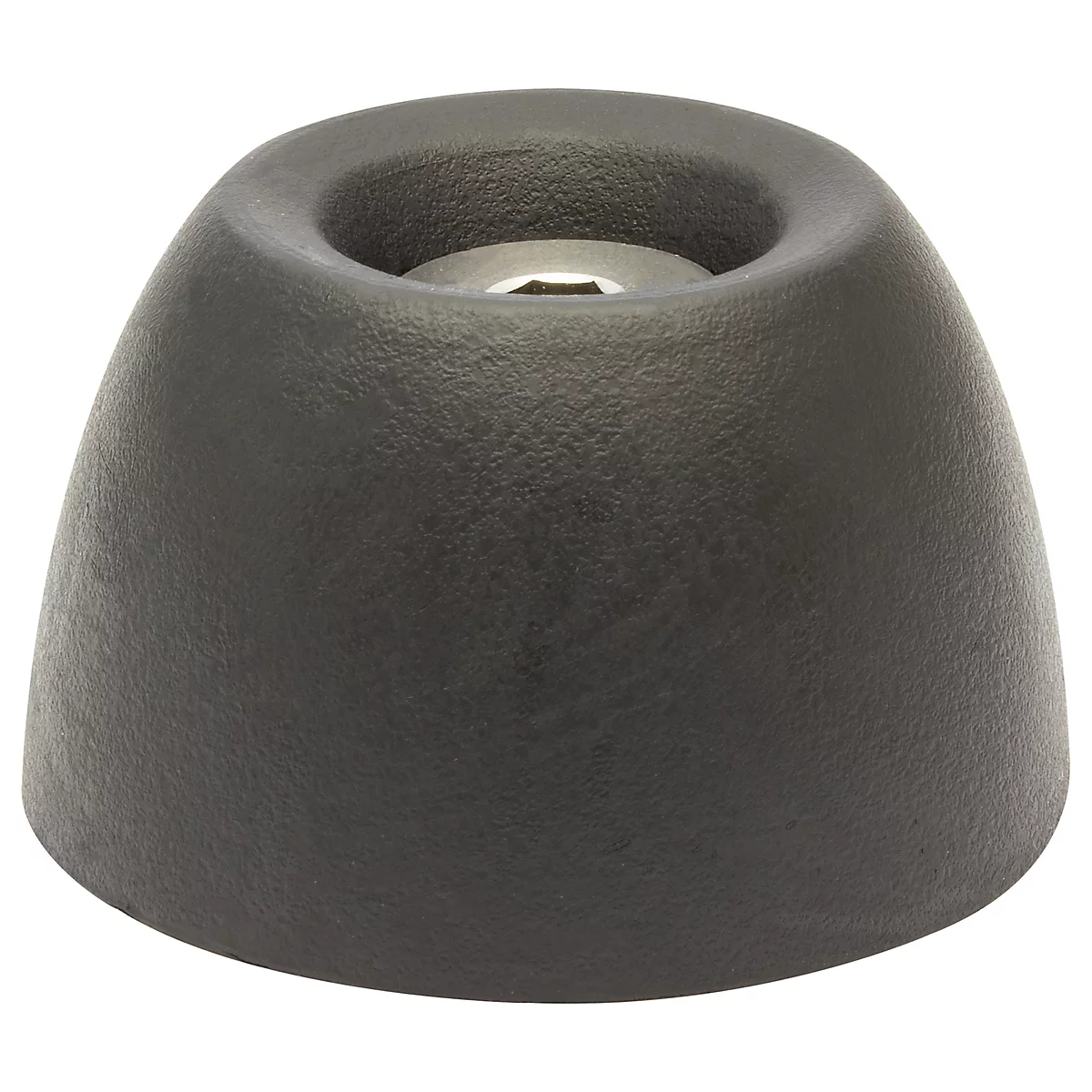 Donkergrijze, paddestoelvormige rubberen afdekking met binnenzeskantschroef in de uitsparing.