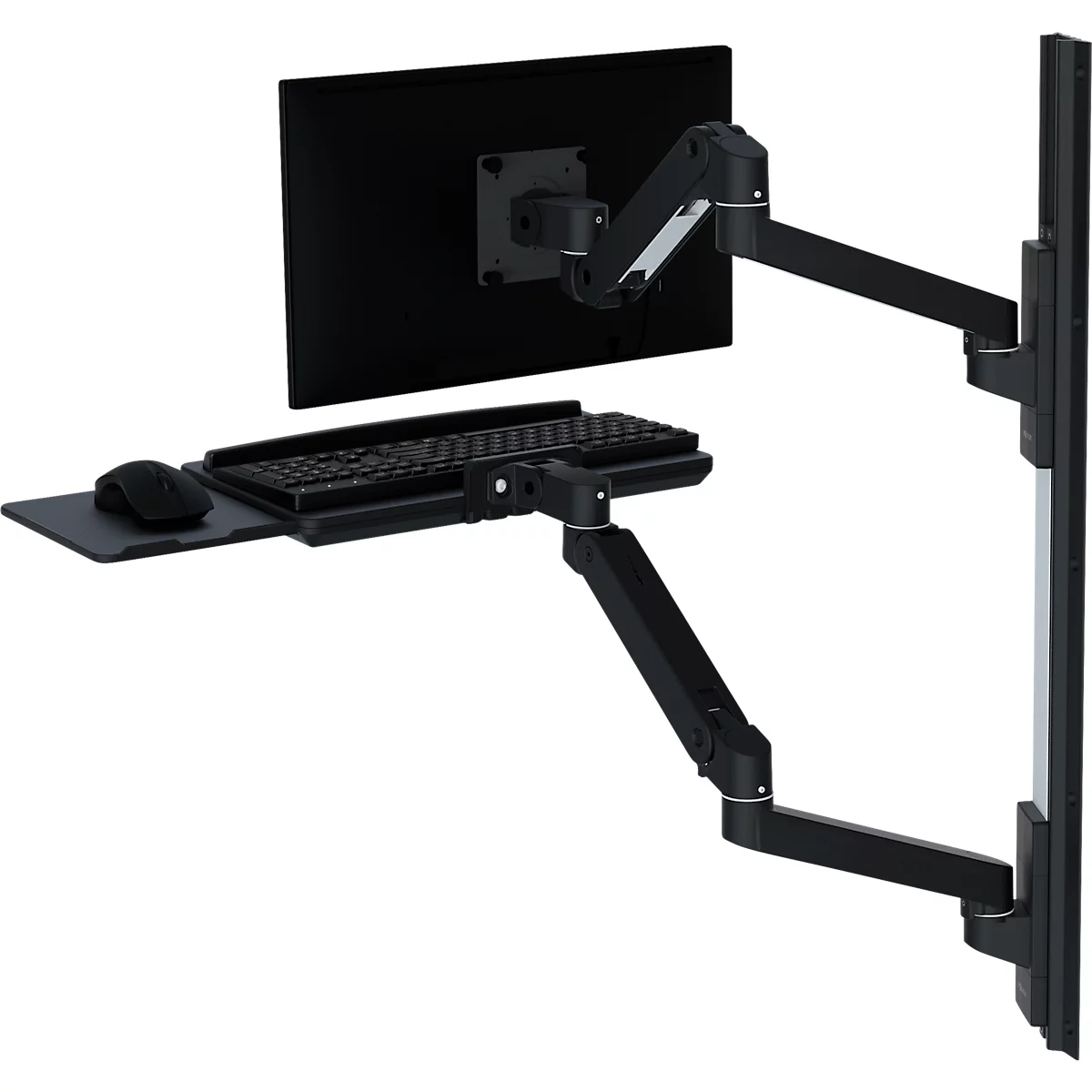 Wandarbeitsplatz Ergotron LX Pro, Tastaturablage und Monotorhalterung, bis 34″, neig-/schwenk-/drehbar, höhenverstellbar, VESA, Metall, schwarz
