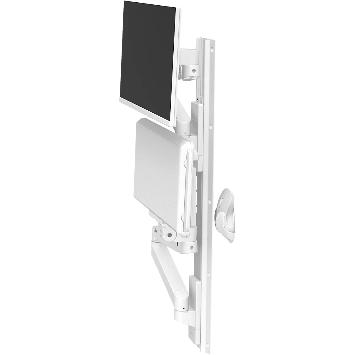 Wandarbeitsplatz Ergotron LX Pro, Tastaturablage und Monotorhalterung, bis 34″, neig-/schwenk-/drehbar, höhenverstellbar, VESA, Metall, weiß