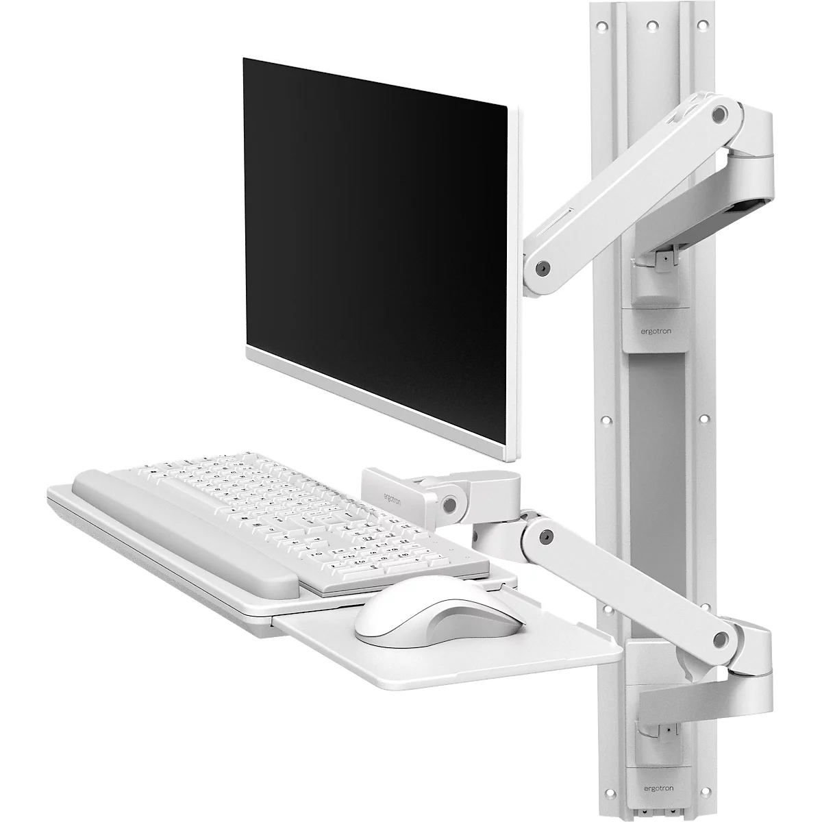 Wandarbeitsplatz Ergotron LX Pro, Tastaturablage und Monotorhalterung, bis 34″, neig-/schwenk-/drehbar, höhenverstellbar, VESA, Metall, weiß