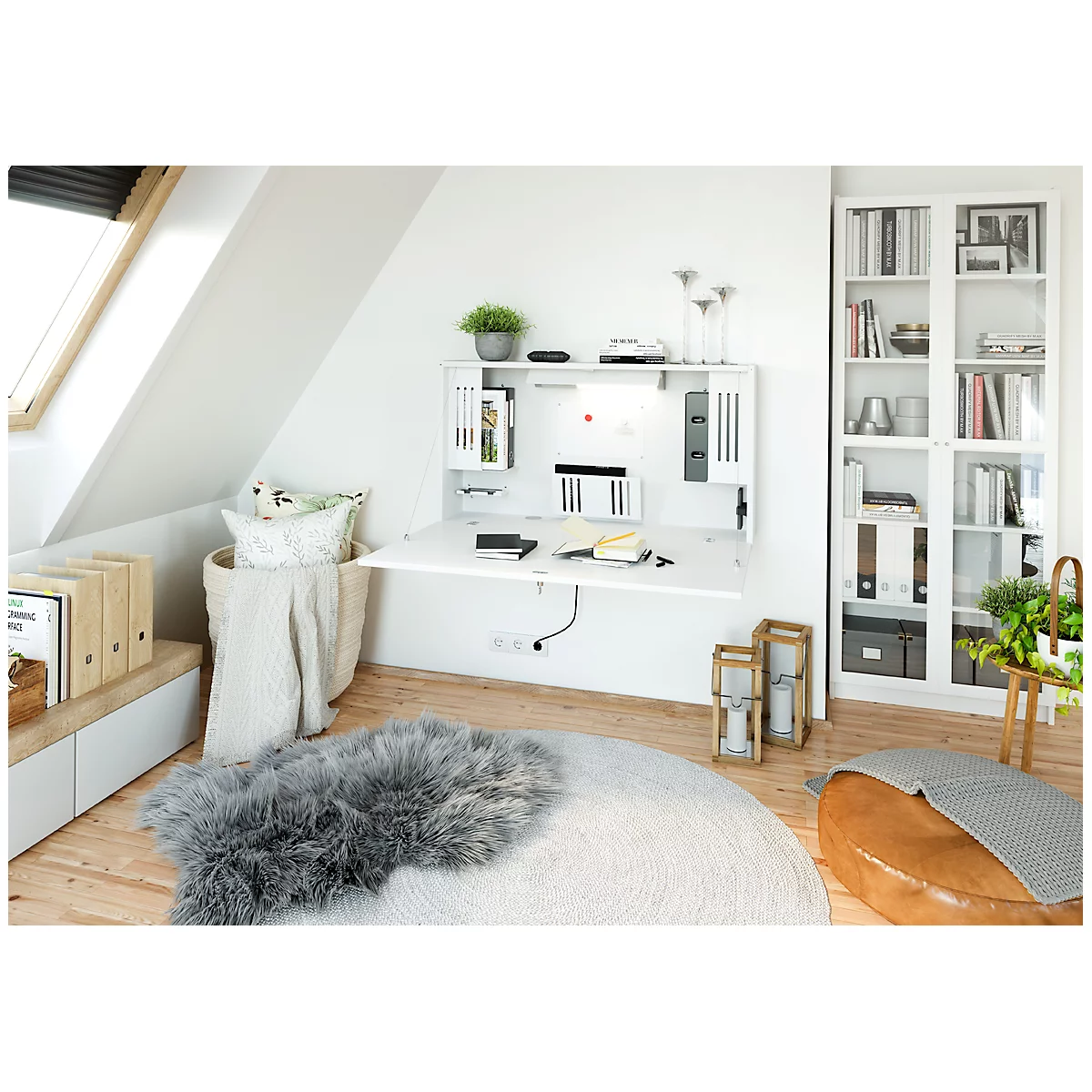 Wandbureau, B 1200 x D 260 x H 650 mm, wit