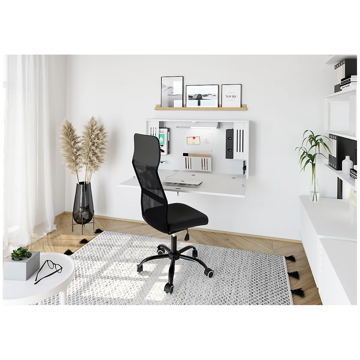 Wandbureau, B 1200 x D 260 x H 650 mm, wit