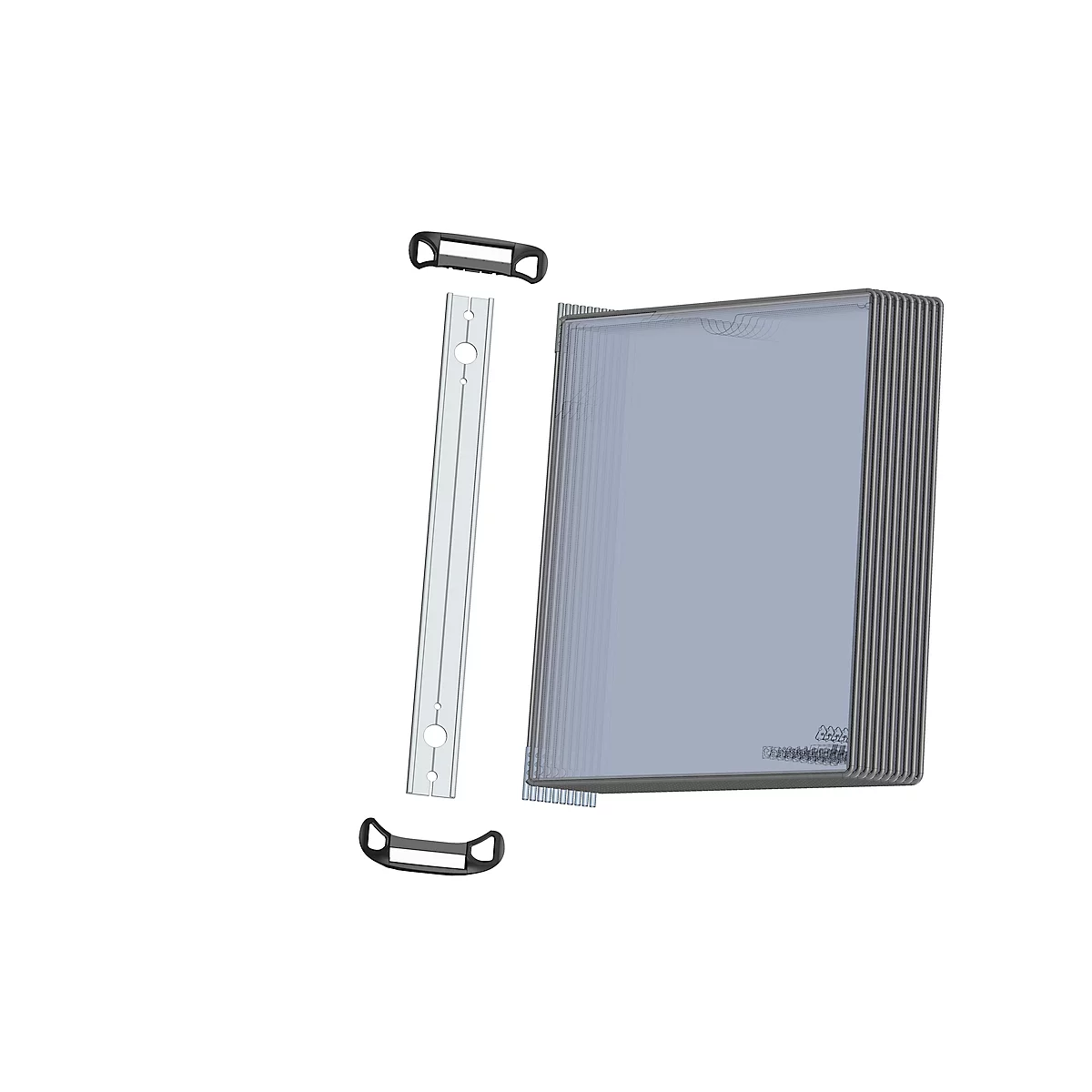 Wandelement Tarifold PRO, met 10 planken, DIN A4, magneet. Bevestigingssysteem, metalen draaipennen